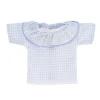 Camisa Vichy con Volante Azul Celeste para Muñeco Azul Celeste