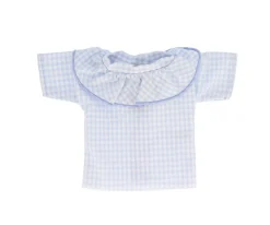 Camisa Vichy con Volante Azul Celeste para Muñeco Azul Celeste