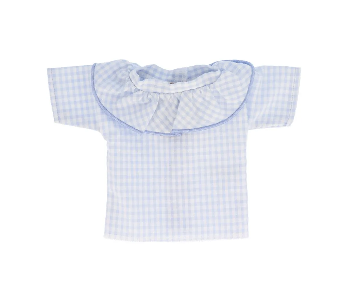 Camisa Vichy con Volante Azul Celeste para Muñeco Azul Celeste