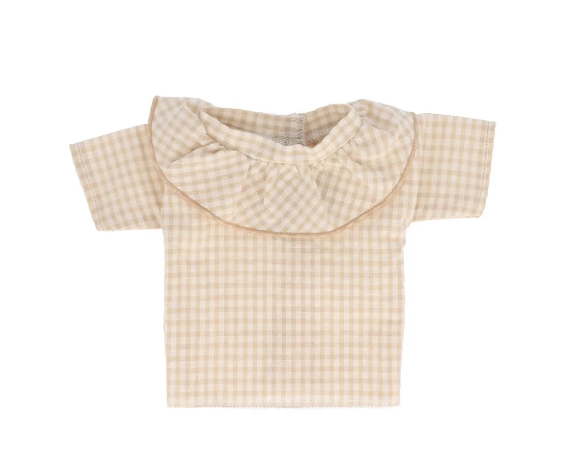 Camisa Vichy con Volante Beige para Muñeco