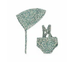 Conjunto de Pelele y Gorro para Muñecos Flores Verdes