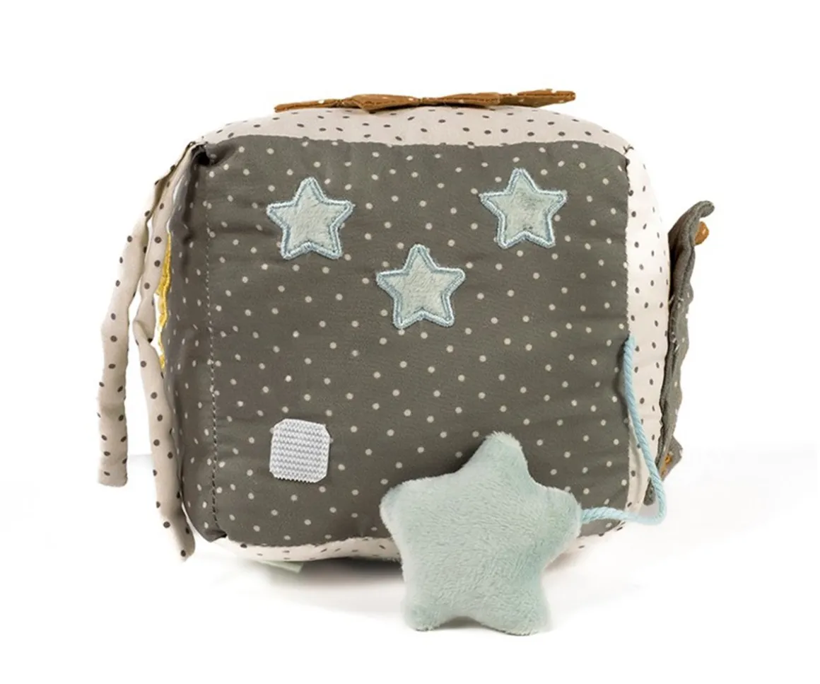 Cubo Blandito de Actividades Sonajero Poppy Musgo