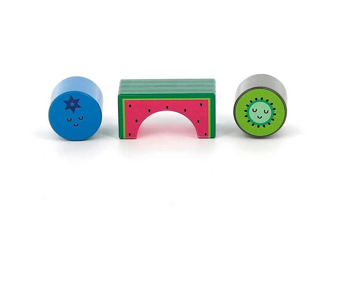 Cubos Sonoros de Madera Frutas y Verduras