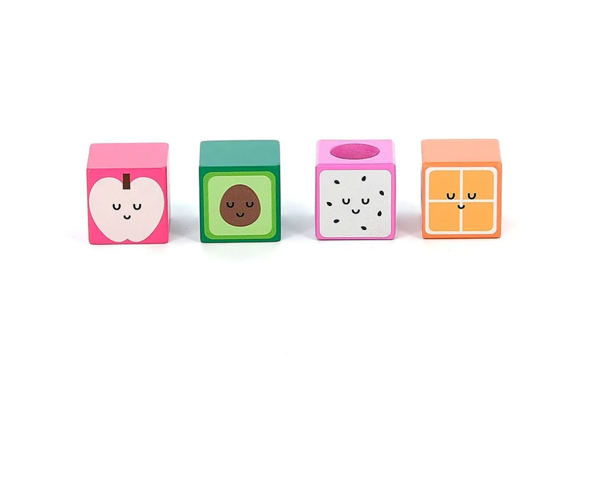 Cubos Sonoros de Madera Frutas y Verduras