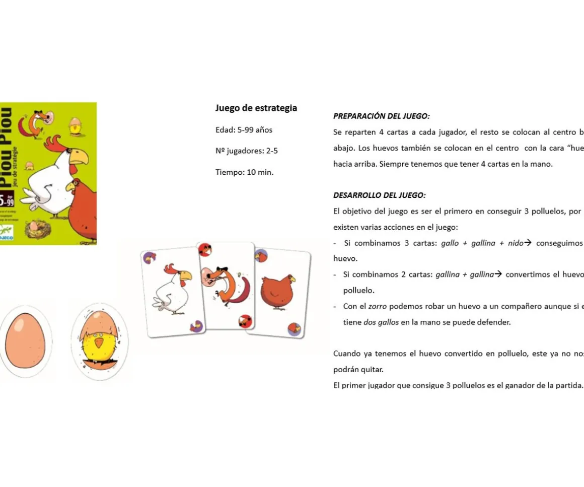 Juego de Cartas Estrategia Piou Piou