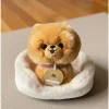 Les Minis Kanaï Perro de Peluche Loki con Collar y Cesta de Piel Sintética
