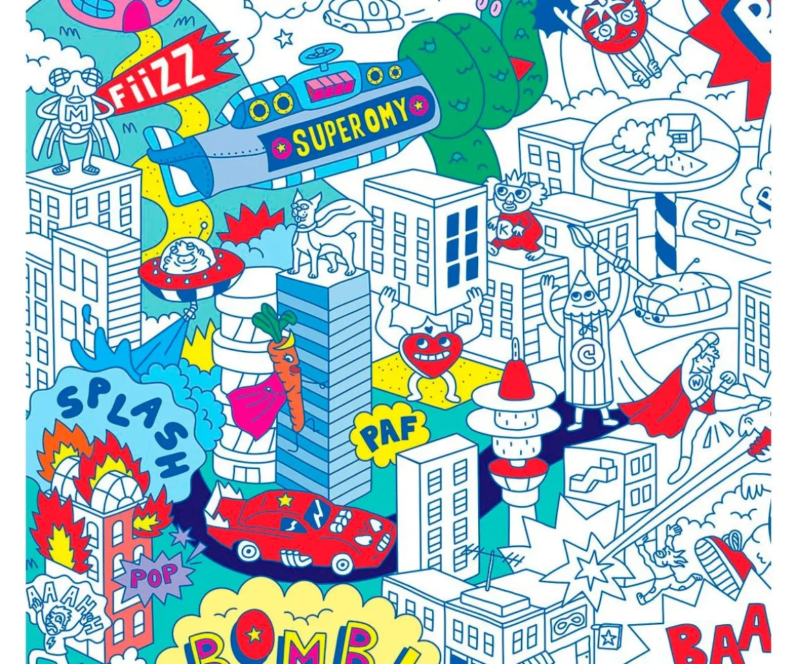 Póster XL Omy Súper Héroes para Colorear