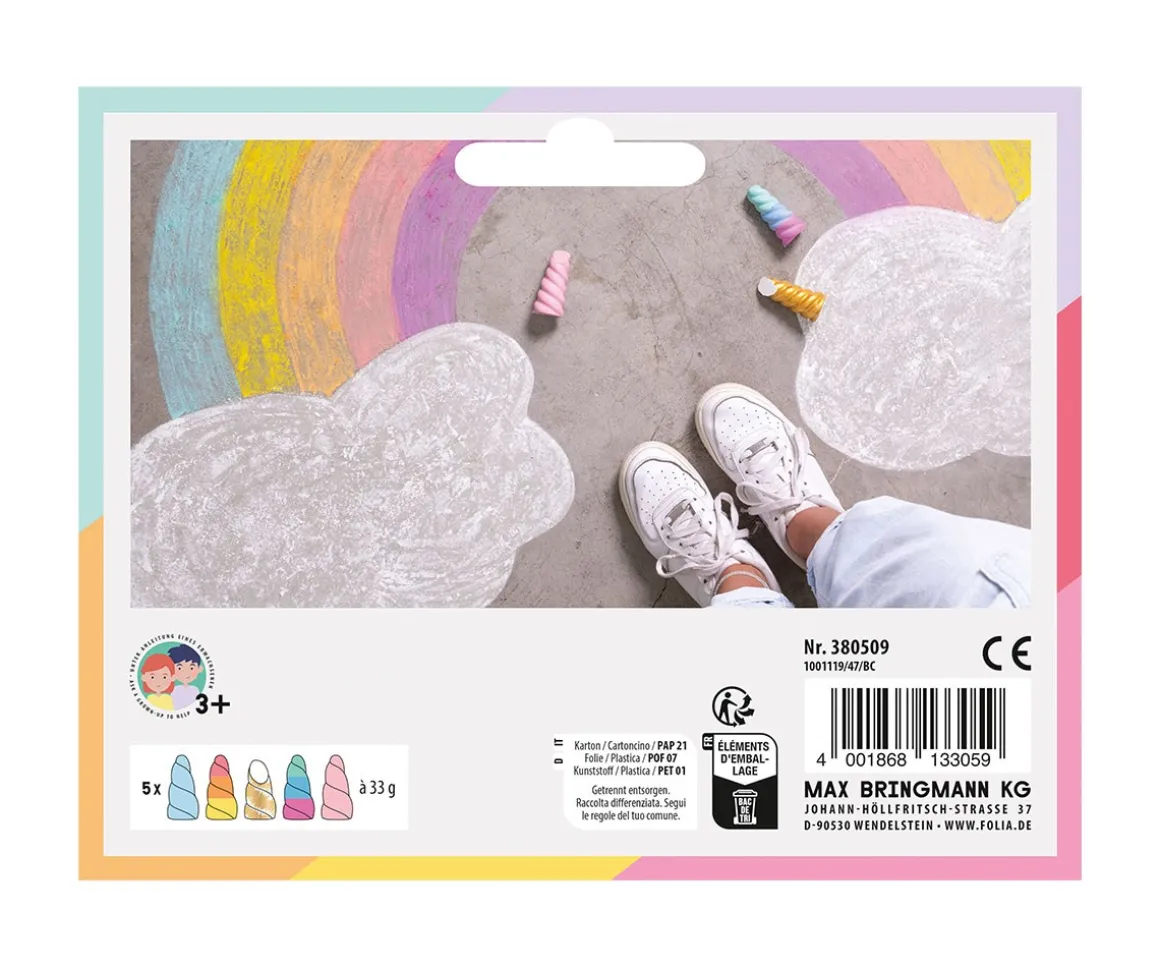 5 Tizas para Pavimento Folia Unicorn